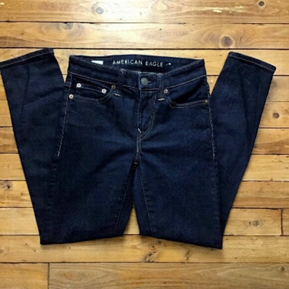 Aeo skinny dark blue jeans 26 - Picture 2 of 9